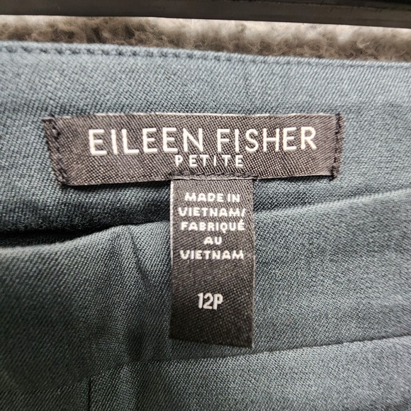 Eileen Fisher Organic Cotton Stretch Twill‎ Pant Womens 12 Petite Green Pull On - Picture 5 of 13